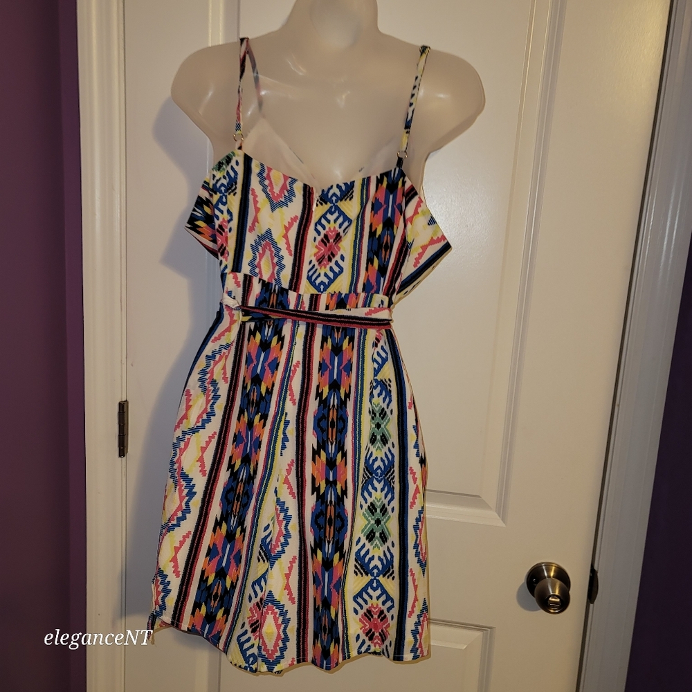 Forever 21 Multicolor Patterned Wrap Style Women's Dress Sz: Large - Picture 6 of 6